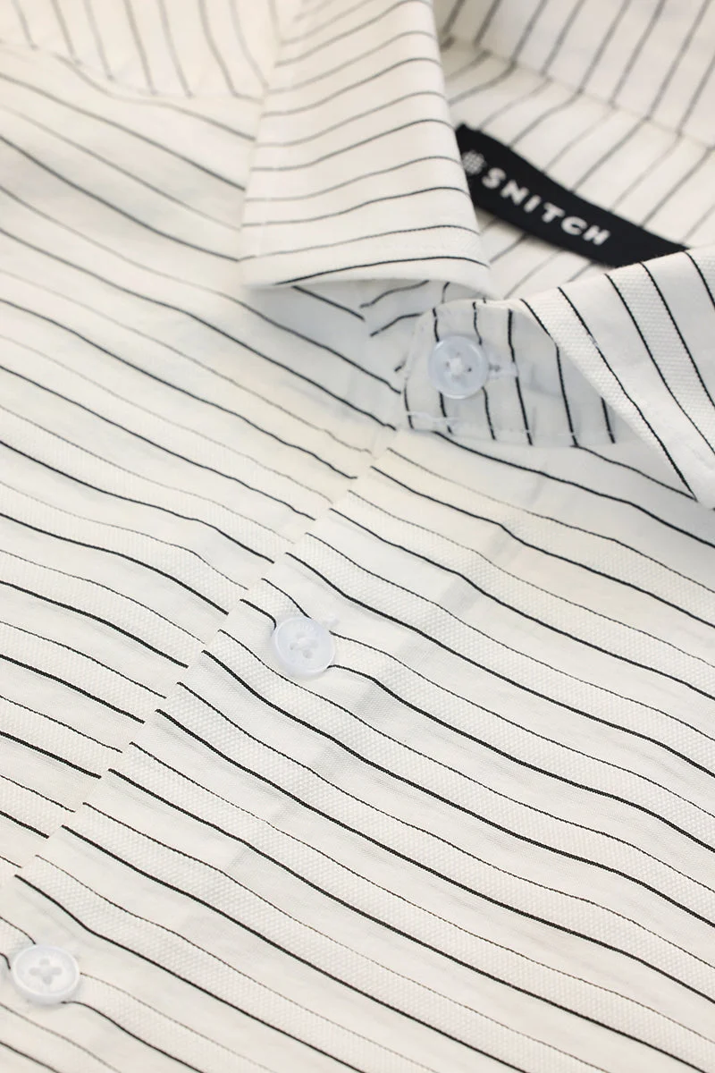 سنيتش White Stripes Slim Fit Shirt